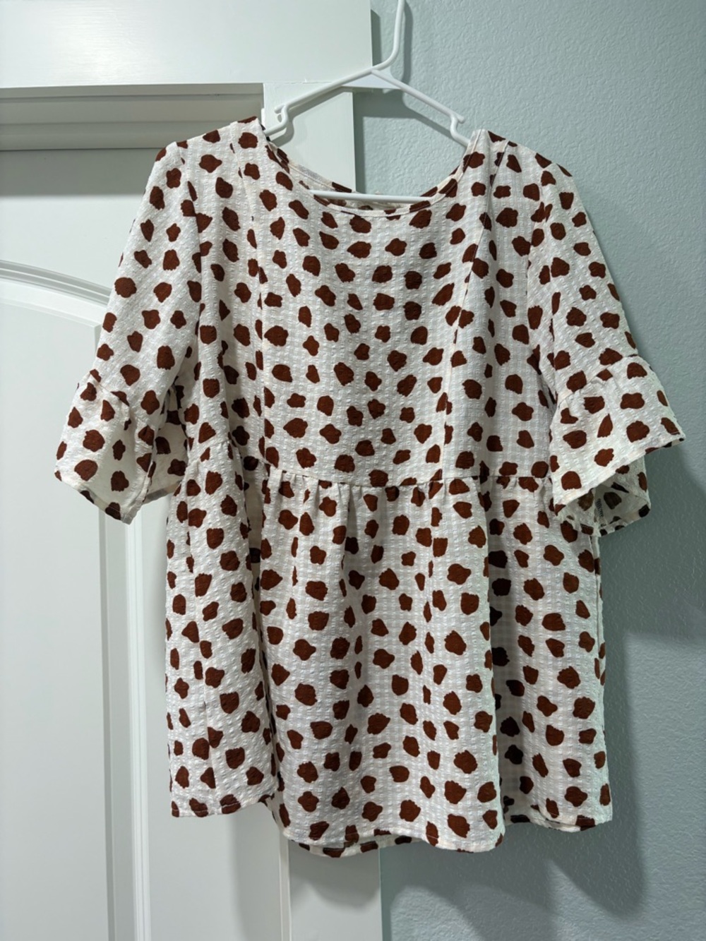 White and Brown Spot Women’s Blouse